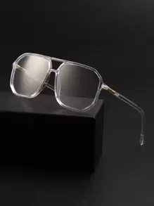 男士頂梁框飛行員眼鏡無色鏡片 - 無色 - 查看 1