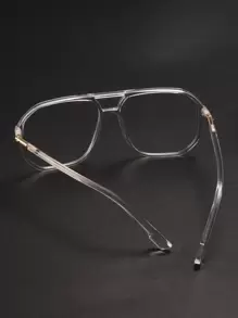 男士頂梁框飛行員眼鏡無色鏡片 - 無色 - 查看 3