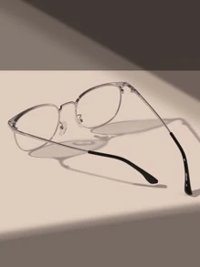 Metal Half Frame Square Black Gold Eyeglasses - Multicolor - View 3