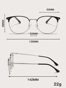 Metal Half Frame Square Black Gold Eyeglasses - Multicolor - View 4