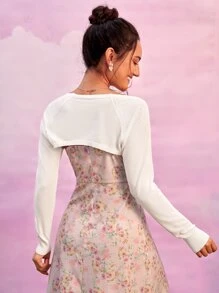 SHEIN MOD Raglan Sleeve Shrug Cardigan - White - View 2