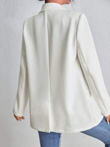 BizChic Lapel Neck Solid Blazer Workwear - Beige - View 2