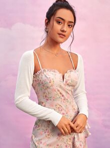 SHEIN MOD Raglan Sleeve Shrug Cardigan - White - View 3