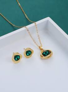 3入組水鑽裝飾首飾套裝