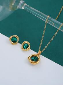 3入組水鑽裝飾首飾套裝