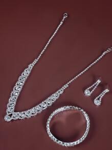 4 piezas Set joya con diseño de diamante de imitación