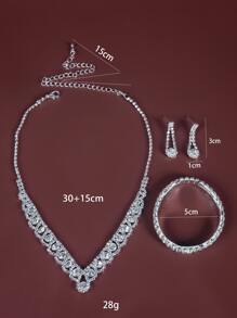 4 piezas Set joya con diseño de diamante de imitación