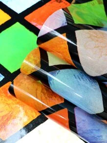 1pc Mô hình hình học Phim trang trí cửa sổ - Nhiều màu - Xem 1