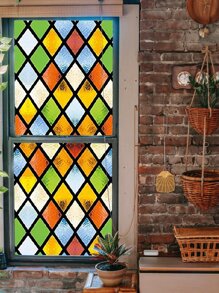 1pc Mô hình hình học Phim trang trí cửa sổ - Nhiều màu - Xem 7