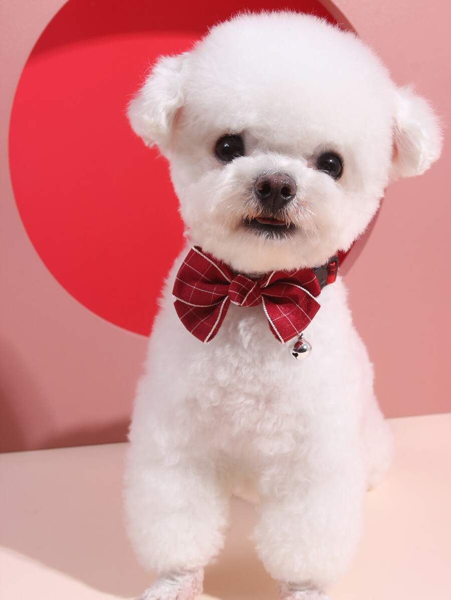 1pc Bow Decor Pet Collar - Red - View 1