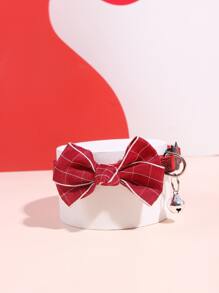 1pc Bow Decor Pet Collar - Red - View 2