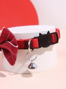 1pc Bow Decor Pet Collar - Red - View 3