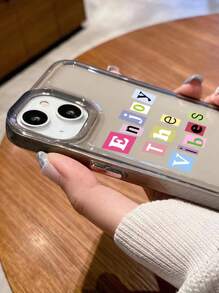 Slogan Graphic Clear Phone Case