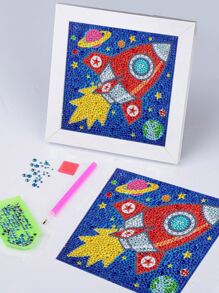 Rocket Print DIY Diamond Painting Without Frame - Multicolor - View 2