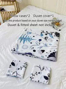 Flower Pattern Duvet Cover Set Without Filler - Multicolor - View 8
