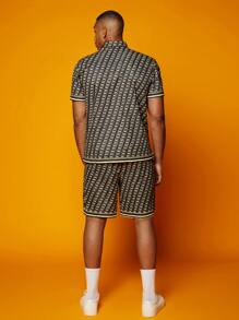 Manfinity AFTRDRK Bộ hai mảnh Nam Dây kéo Túi Nút phía trước Tất cả trên in Giải trí - màu đen - Xem 2