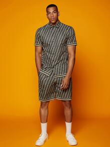 Manfinity AFTRDRK Bộ hai mảnh Nam Dây kéo Túi Nút phía trước Tất cả trên in Giải trí - màu đen - Xem 5