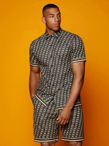 Manfinity AFTRDRK Bộ hai mảnh Nam Dây kéo Túi Nút phía trước Tất cả trên in Giải trí - màu đen - Xem 7