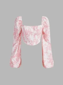 SHEIN MOD 印花方領襯衫