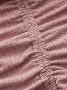 SHEIN MOD Lettuce Trim Drawstring Side Rib-knit Tee - Dusty Pink - View 3