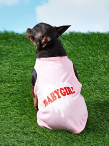 PETSIN Letter Graphic Pet Tank - Baby Pink - View 2