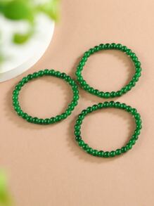 3 chiếc vòng tay màu xanh ngọc bích 0,6cm dành cho phụ nữ, thích hợp để đeo hàng ngày, quà tặng cho bạn gái, phong cách cổ tích, thiết kế tươi mới theo phong cách Bohemian - màu xanh lá - Xem 3