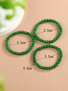 3 chiếc vòng tay màu xanh ngọc bích 0,6cm dành cho phụ nữ, thích hợp để đeo hàng ngày, quà tặng cho bạn gái, phong cách cổ tích, thiết kế tươi mới theo phong cách Bohemian - màu xanh lá - Xem 5