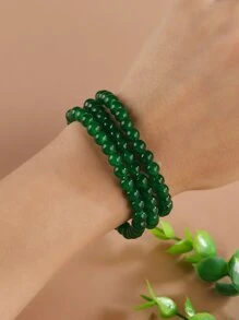 3 chiếc vòng tay màu xanh ngọc bích 0,6cm dành cho phụ nữ, thích hợp để đeo hàng ngày, quà tặng cho bạn gái, phong cách cổ tích, thiết kế tươi mới theo phong cách Bohemian - màu xanh lá - Xem 6