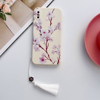 Floral Phone Case With Tassel Pendant