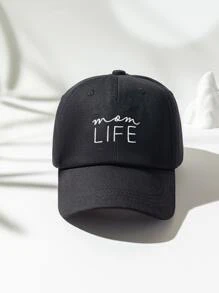 1pc women Life Letter Graphic Baseball Cap - Black - View 1