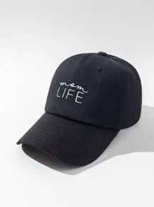 1pc women Life Letter Graphic Baseball Cap - Black - View 2