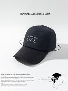 1pc women Life Letter Graphic Baseball Cap - Black - View 3