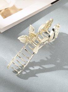 水鑽和人造珍珠裝飾玫瑰設計髮爪 - 金色 - 查看 5