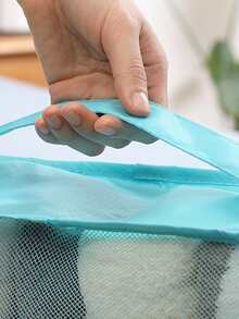 1pc Portable Polyester Travel Storage Bag,Simple Blue Square Foldable Luggage Packing Organizer For Travel Accessory,Boho Vibes - Blue - View 4