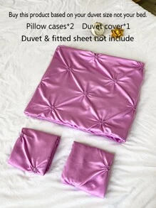 3pcs Rose Red Duvet Cover Set With A Ruched Pattern - Hot Pink - View 5