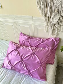 3pcs Rose Red Duvet Cover Set With A Ruched Pattern - Hot Pink - View 6