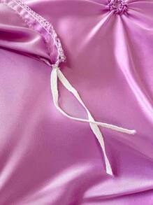 3pcs Rose Red Duvet Cover Set With A Ruched Pattern - Hot Pink - View 7