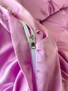 3pcs Rose Red Duvet Cover Set With A Ruched Pattern - Hot Pink - View 9