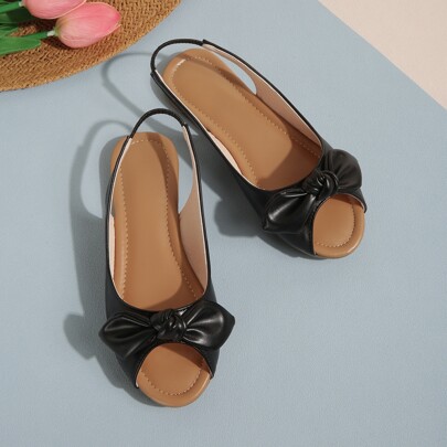 Girls Bow Decor Slingback Sandals
