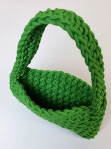 迷你熒光綠頂部單條提帶鉤針編織袋 - 綠色 - 查看 6