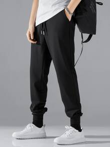 Manfinity Quần thể thao Nam Dây kéo Túi màu trơn - màu đen - Xem 6