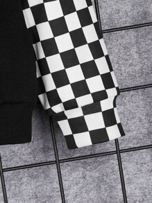 SHEIN Young Boy Checker Print Sweatshirt - Black - View 3