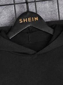 SHEIN Young Boy Checker Print Sweatshirt - Black - View 4