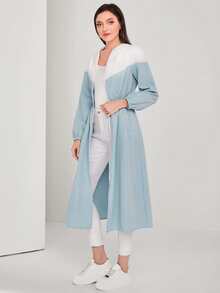 Mulvari Abrigo con capucha de dos tonos con cremallera - Azul y blanco - Ver 5