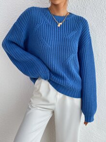 Jersey de cuello redondo de hombros caídos