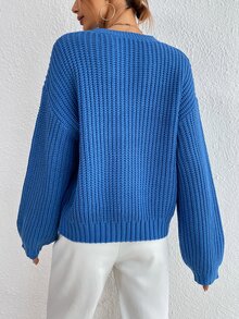 Jersey de cuello redondo de hombros caídos