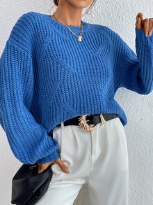 Jersey de cuello redondo de hombros caídos