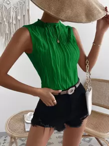 Chiquease Áo hai dây màu trơn Giải trí - màu xanh lá - Xem 4