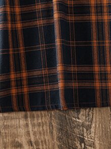 女孩格紋印花腰帶襯衫洋裝