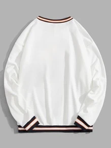 Manfinity Men Slogan & Striped Print Pullover - White - View 2